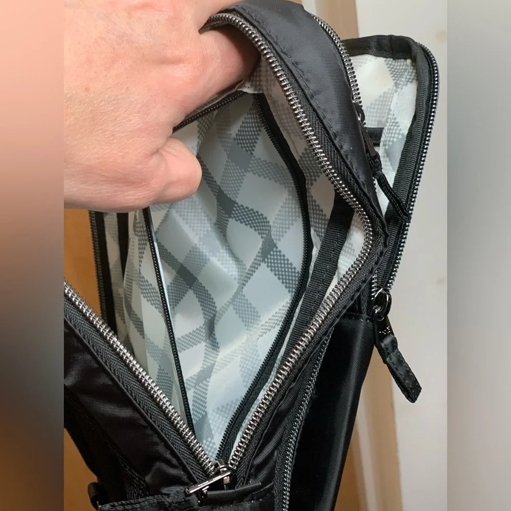 Lug Black Quilted Sling Cross-Body Backpack W/Multi-Zipped Pockets